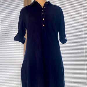 Vineyard Vines | Navy Half Button down Midi Dress 3/4 sleeves | size small